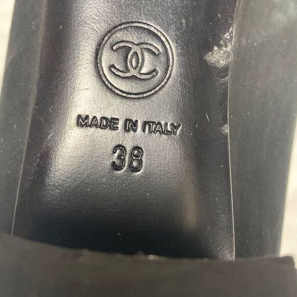 Chanel Black Leather Suede Cap Toe Flat Size 8 - Picture 11 of 16